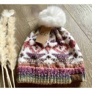 NEW CC BEANIES women's aztec beanies in rose